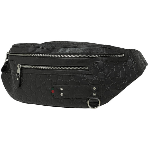 Gucci Shimmer Leather ssima Waist Abby Body Bag GG Black - Picture 1 of 7